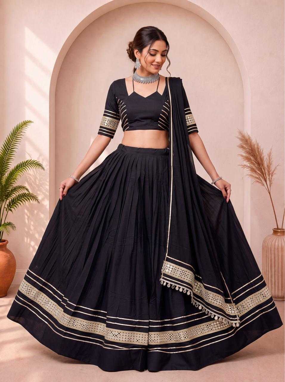 Cotton Mirror Work Lehenga