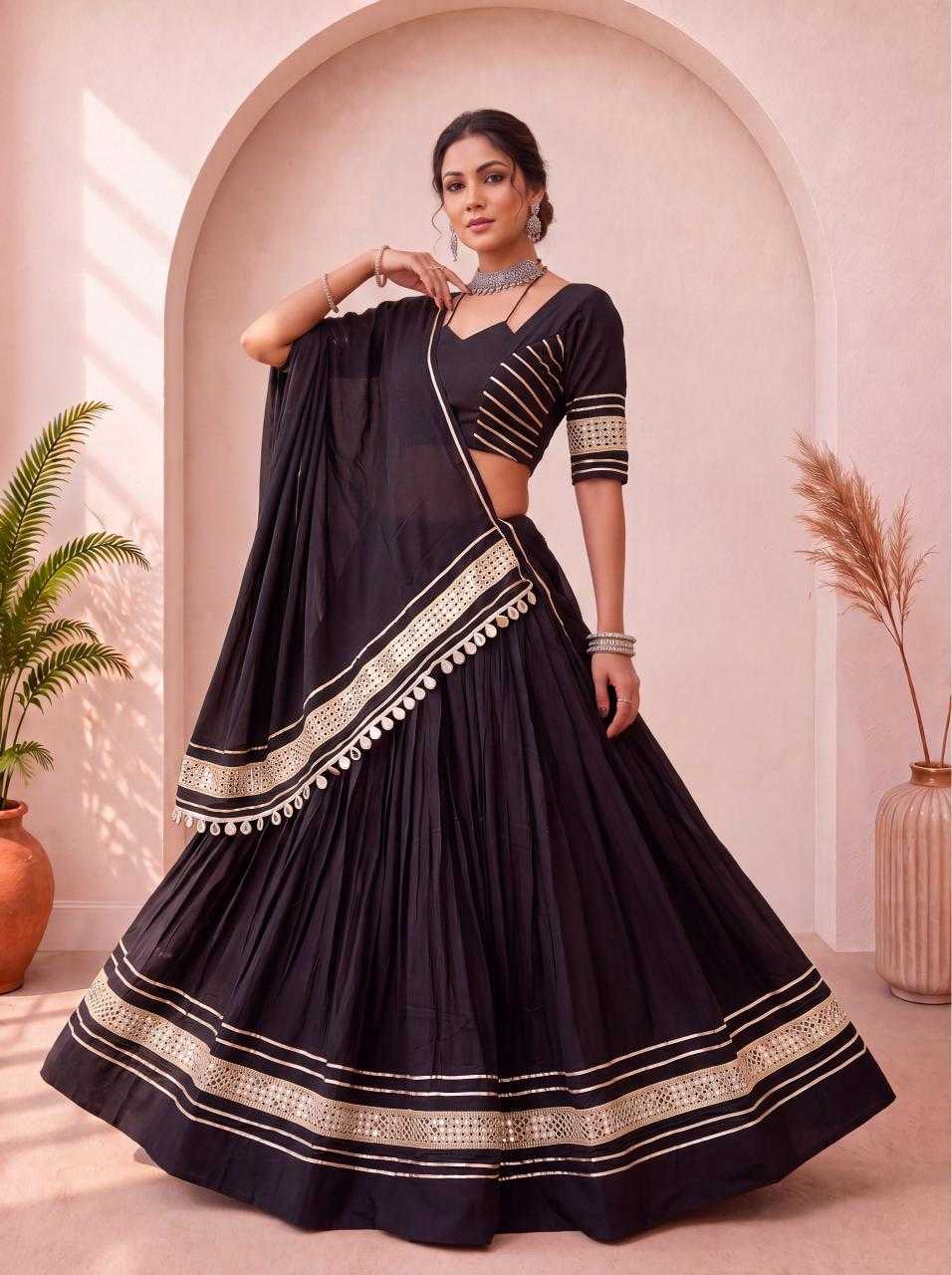 Cotton Mirror Work Lehenga