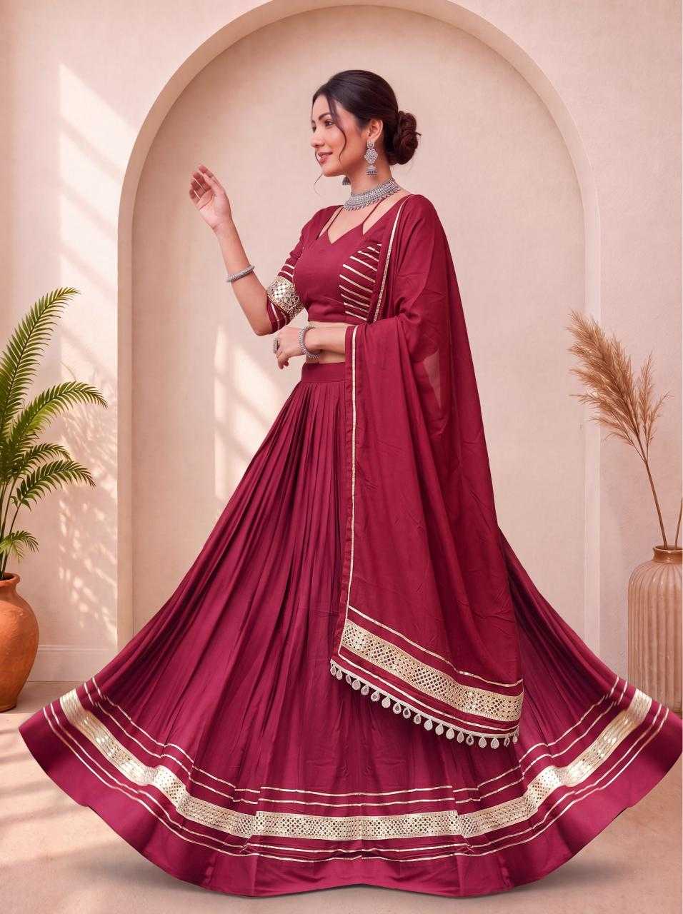 Cotton Mirror Work Lehenga
