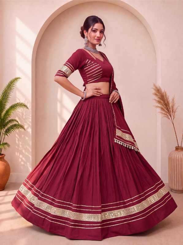 Reyon Cotton Traditional Lehenga in Black
