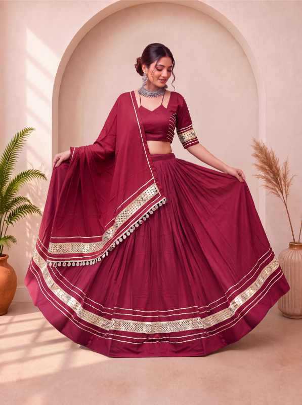 Reyon Cotton Traditional Lehenga in Black