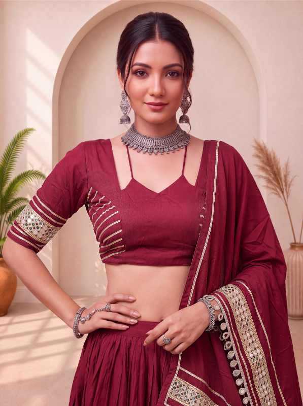 Reyon Cotton Traditional Lehenga in Black