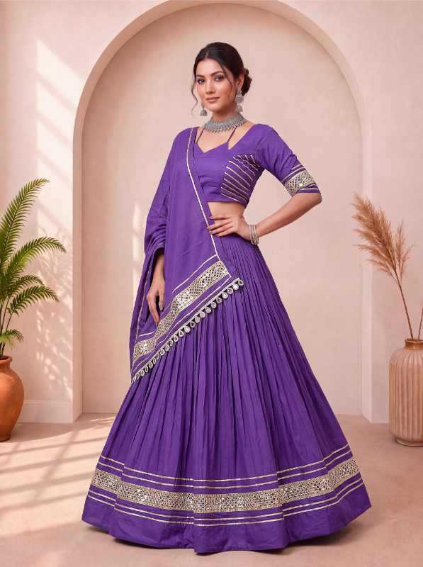 Reyon Cotton Traditional Lehenga in Black