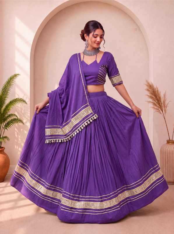 Reyon Cotton Traditional Lehenga in Black