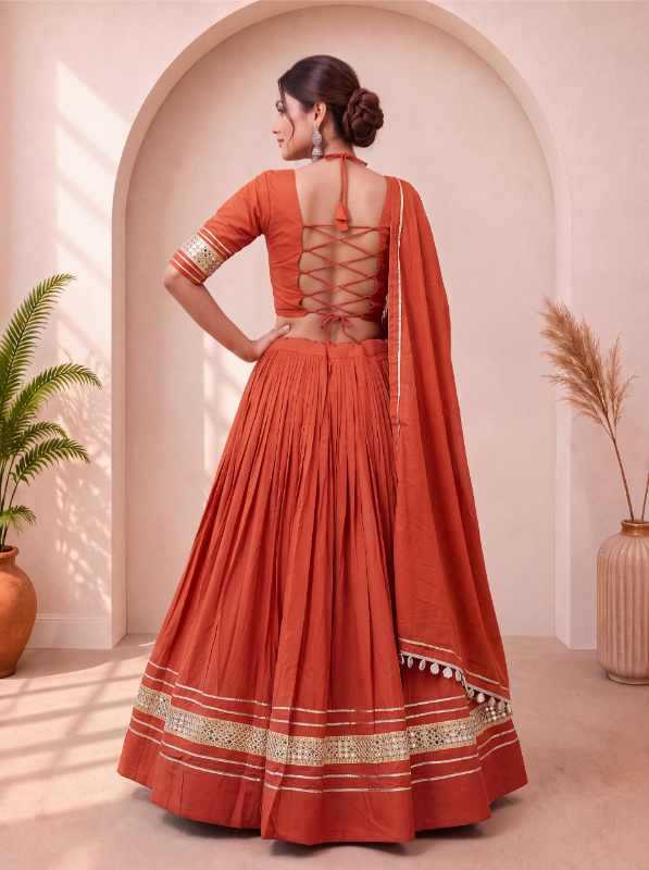 Reyon Cotton Traditional Lehenga in Black