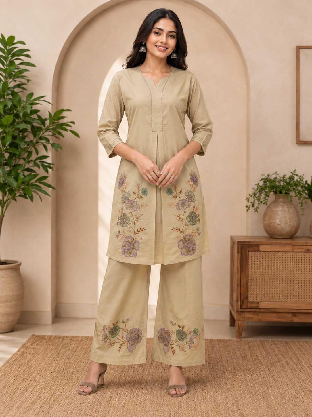 ALL Cotton Co-ord Set in Brown