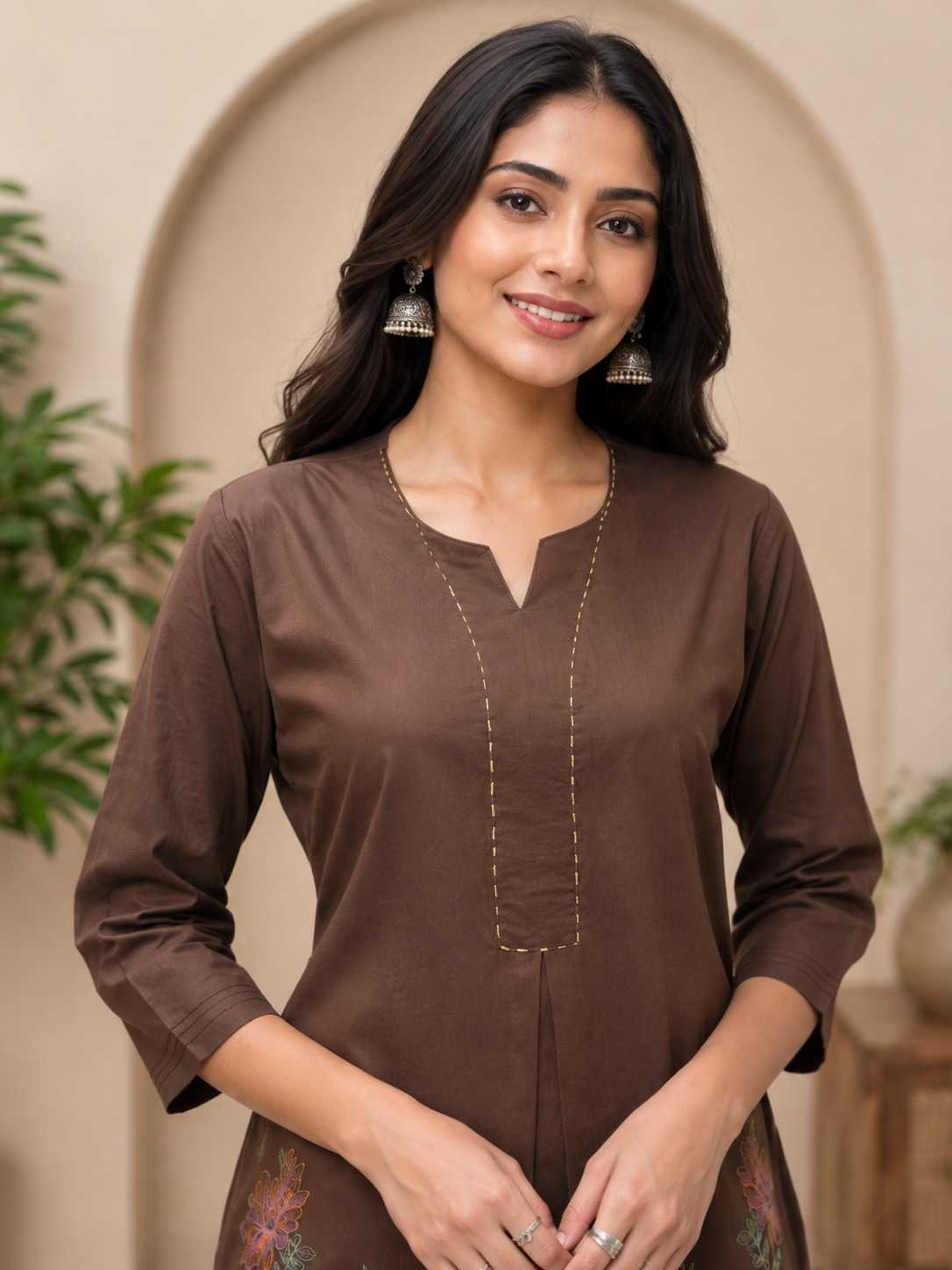 ALL Cotton Co-ord Set in Brown