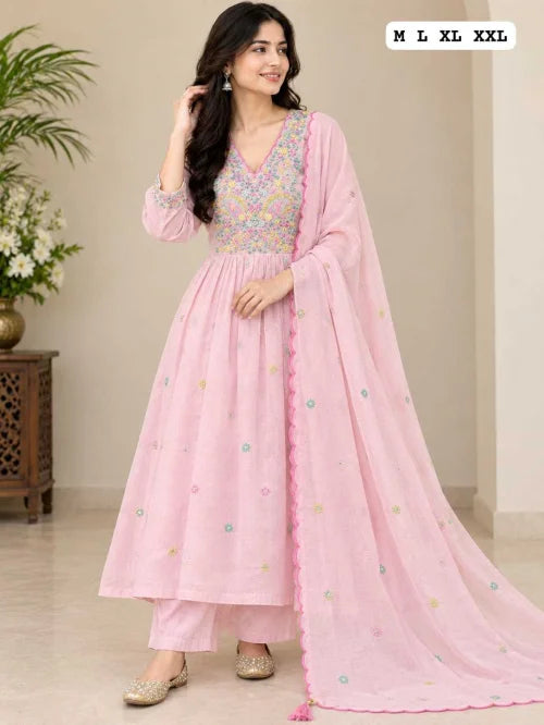 Crafted Chanderi Silk Embroidery Suit
