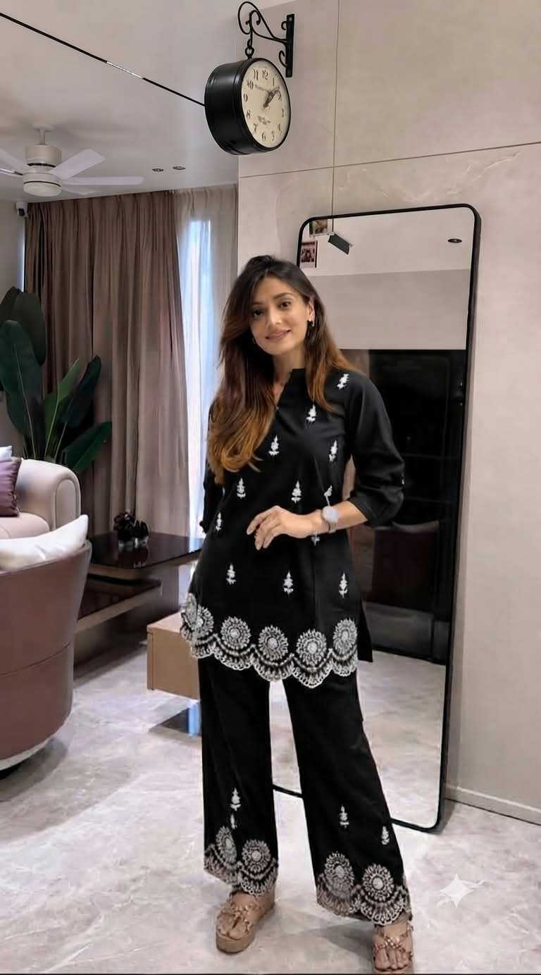 Emb Pure Cotton Co-ord Set