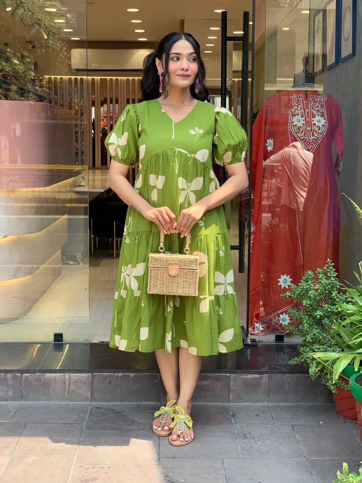 Rayon Designer Dress in Orange