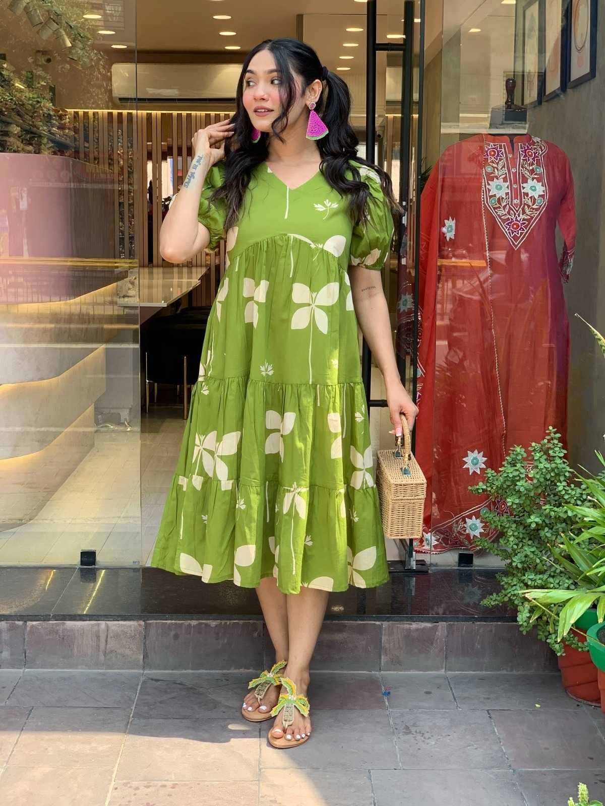 Rayon Designer Dress in Orange