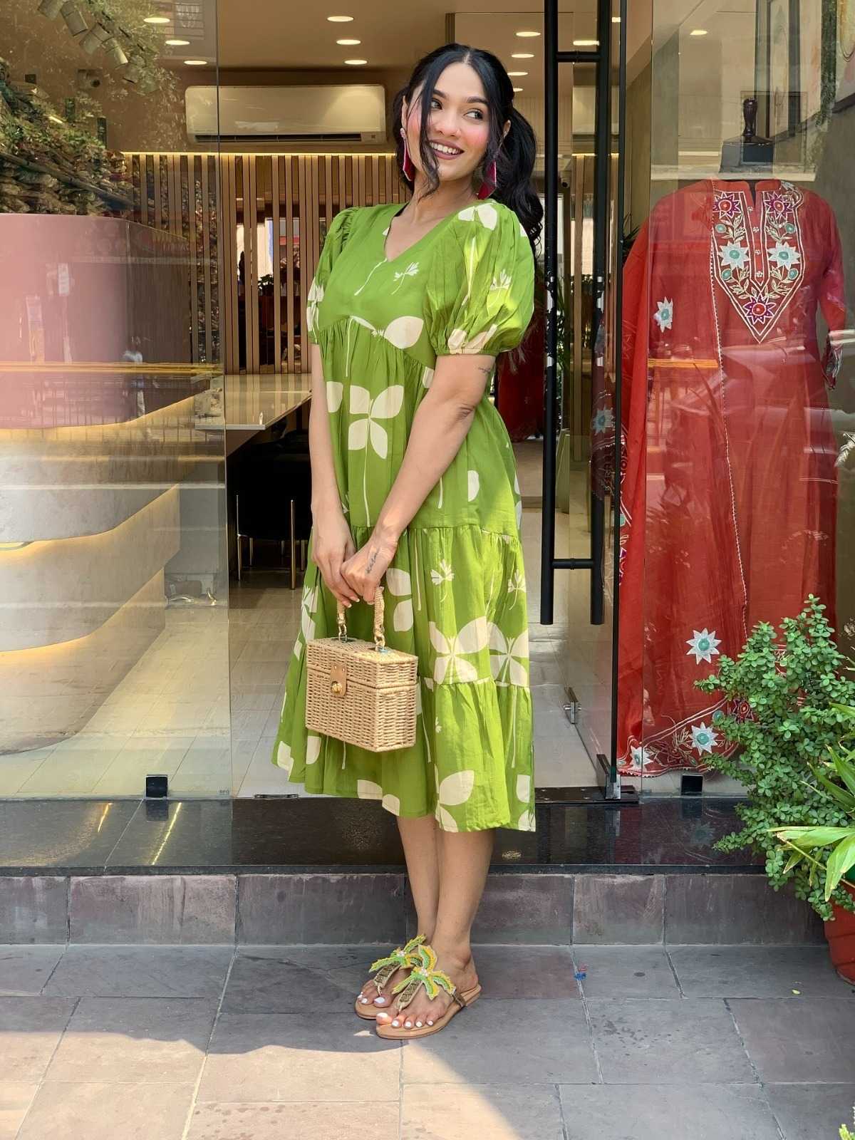 Rayon Designer Dress in Orange