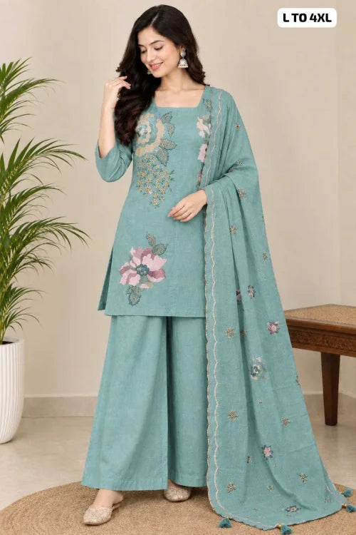 Handwork Chanderi Silk Embroidery Suit