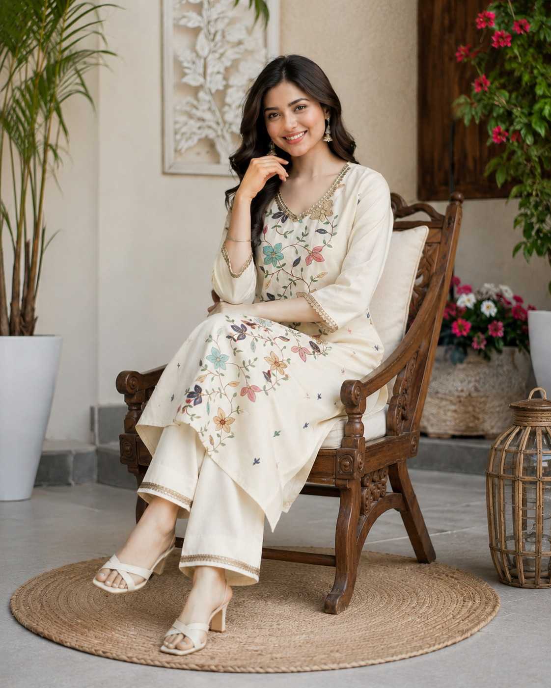 Lude Cotton Embroidery Suit
