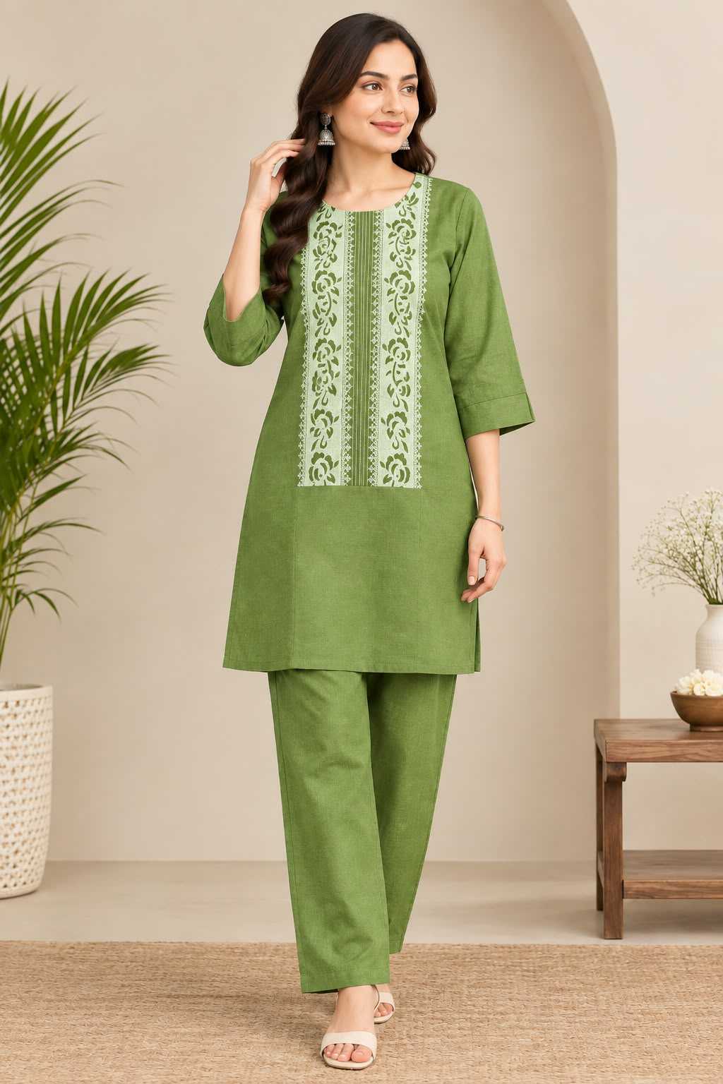 Pure Cotton Designer Kurti in Green