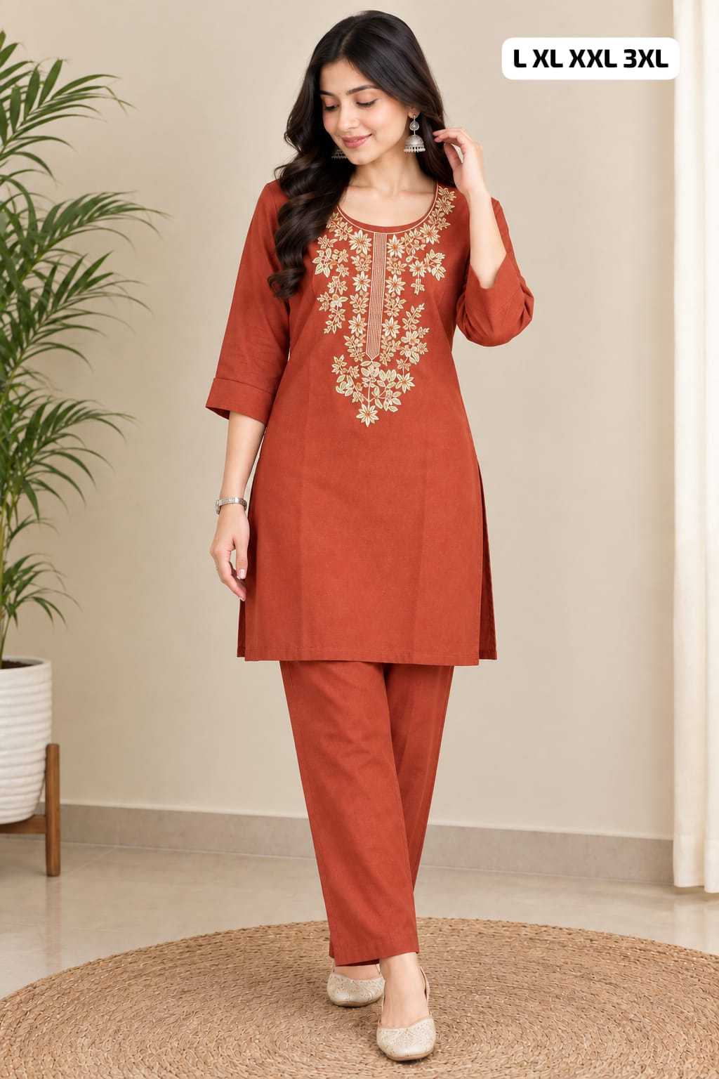 Pure Cotton Designer Kurti in Orange