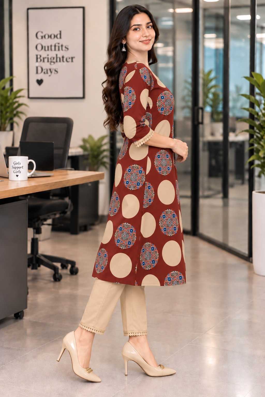 Semi Cotton Printed Kurti