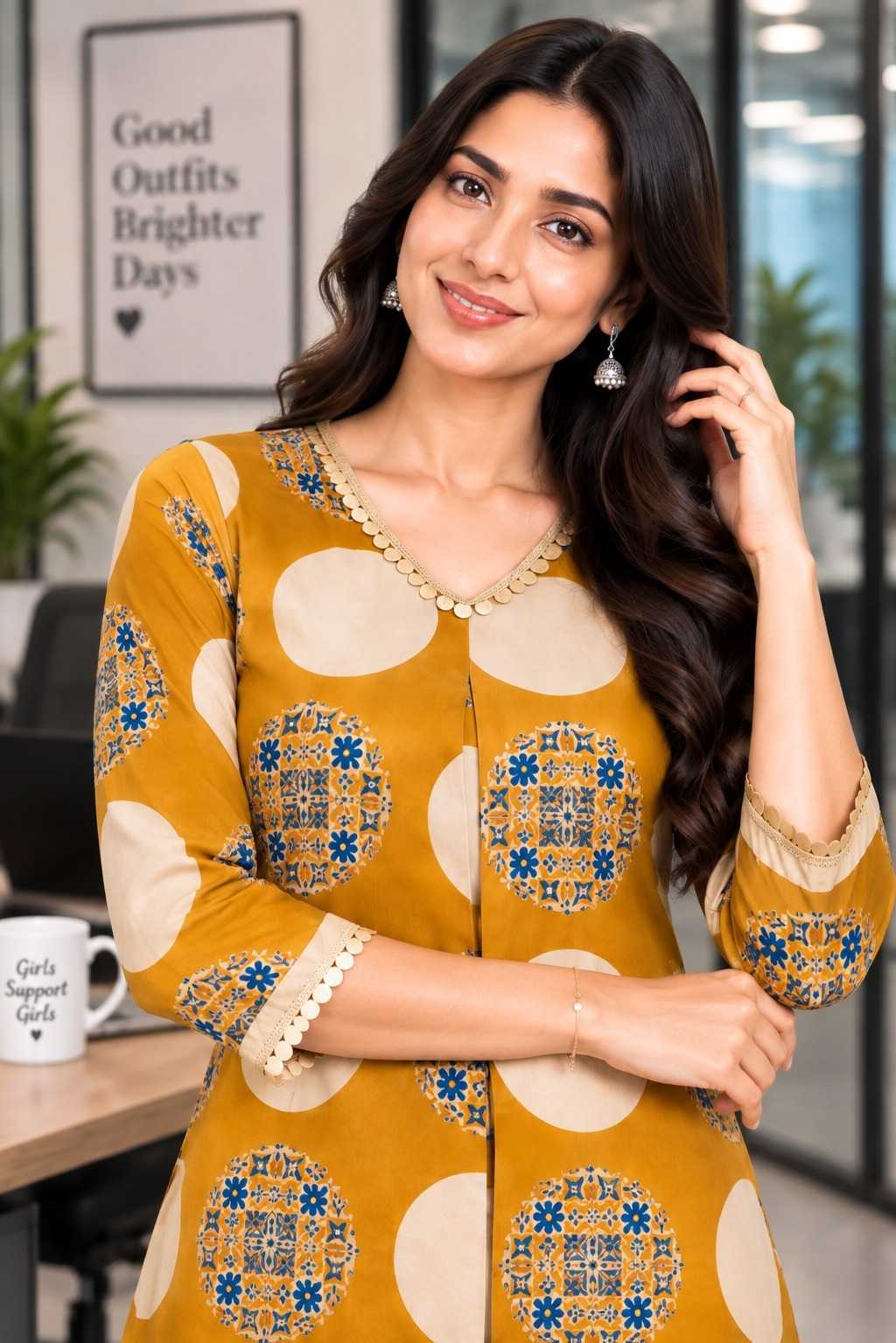 Semi Cotton Printed Kurti