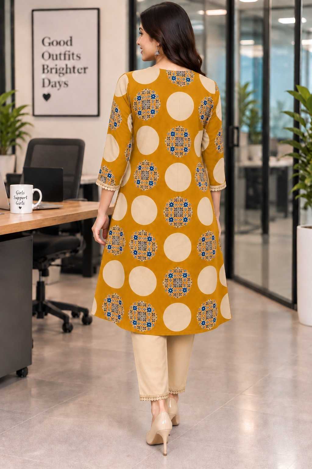 Semi Cotton Printed Kurti