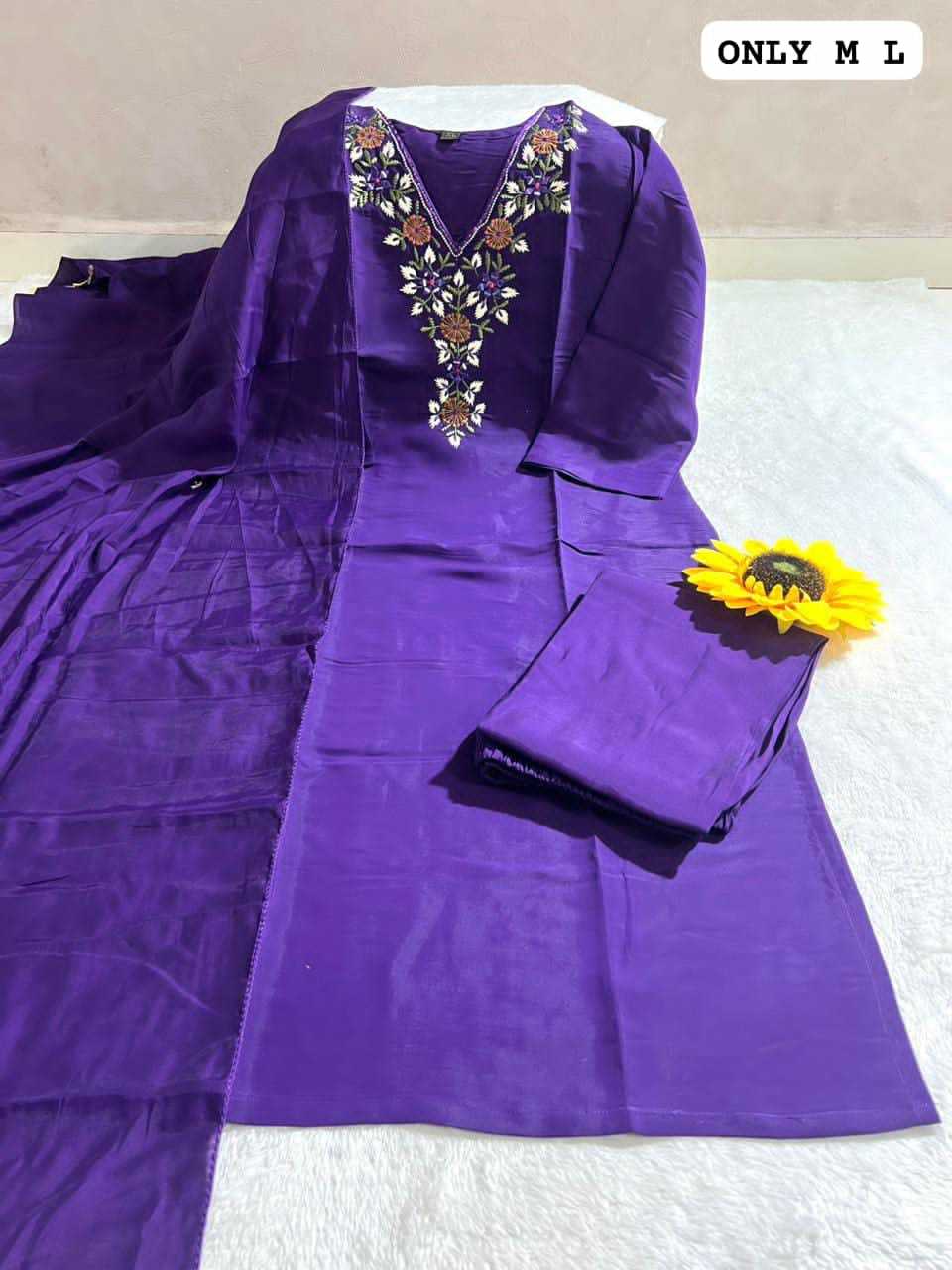 Maslin Party Wear Kurti in Purple