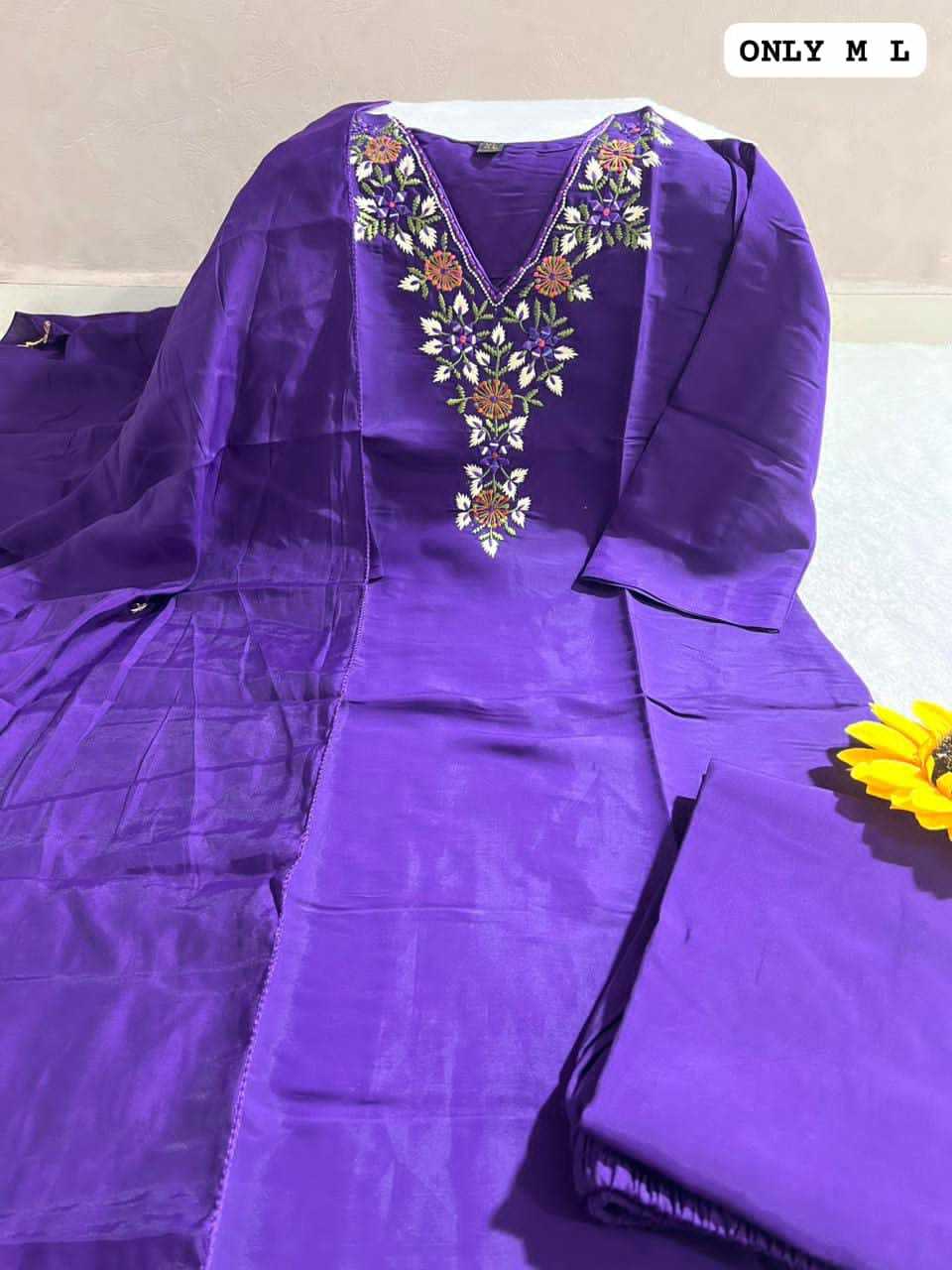 Maslin Party Wear Kurti in Purple
