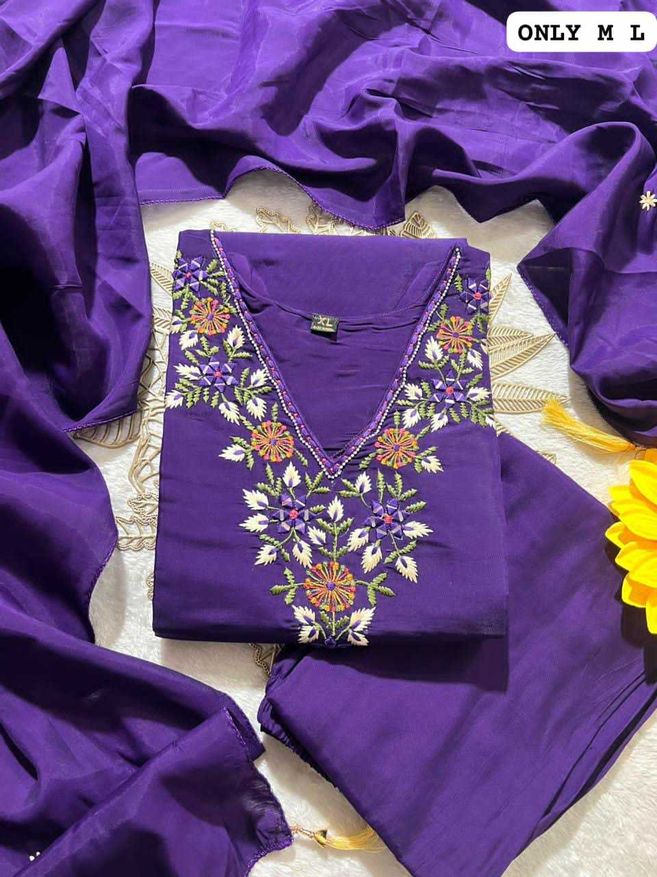 Maslin Party Wear Kurti in Purple