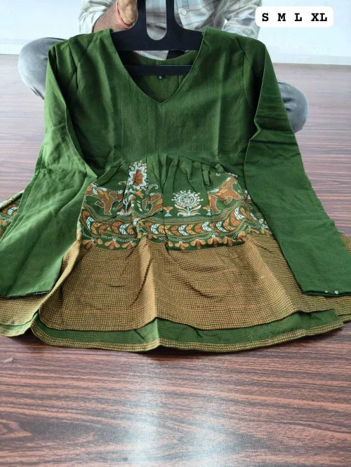 Cotton Designer Kurti in Green