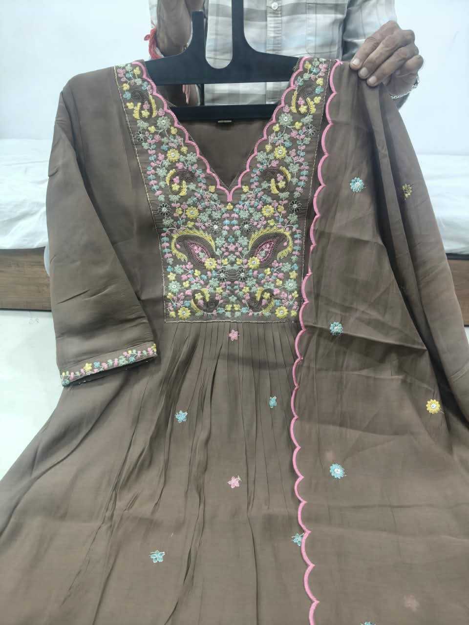 Work Chanderi Cotton Festive Kurti