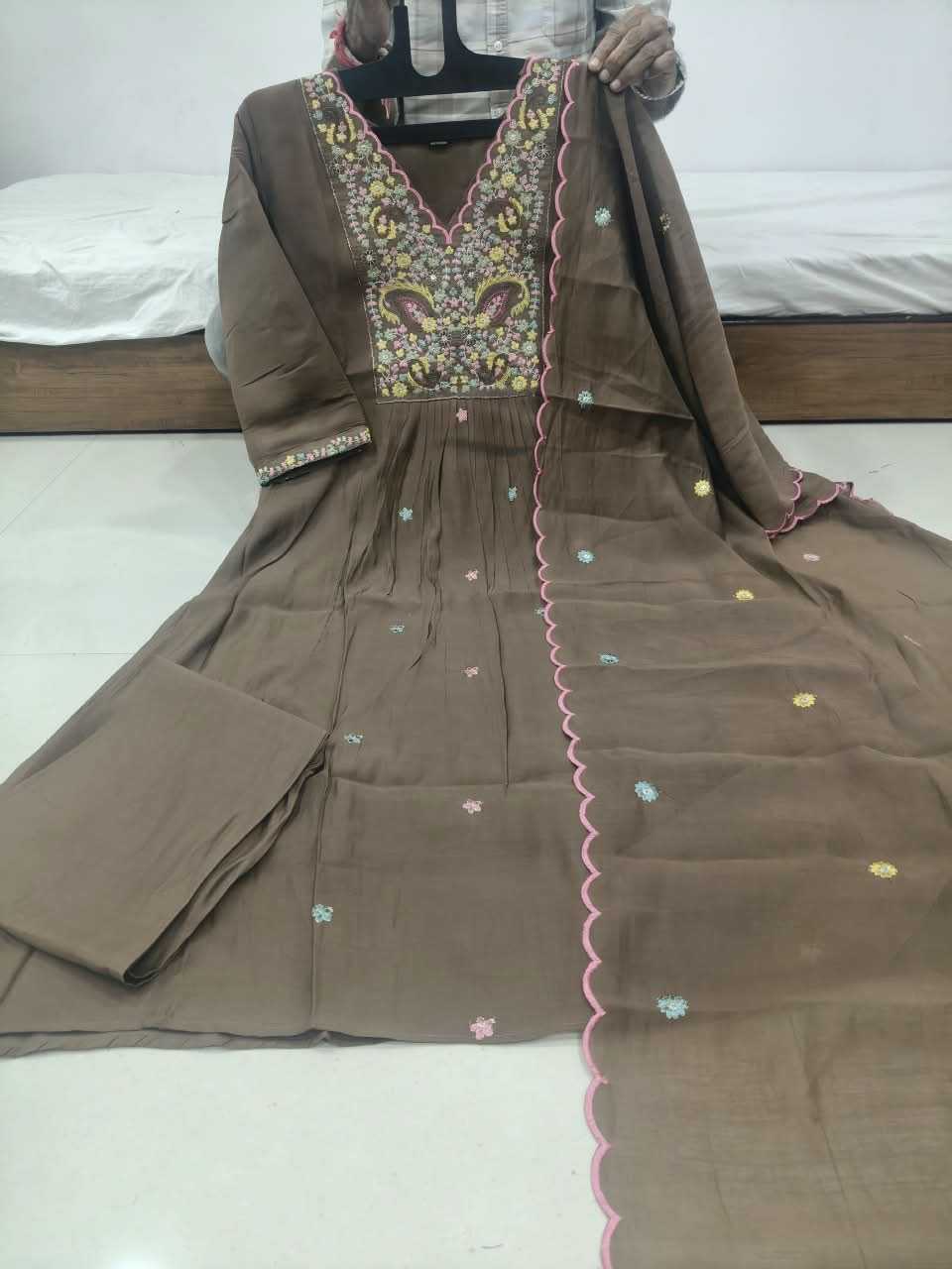 Work Chanderi Cotton Festive Kurti