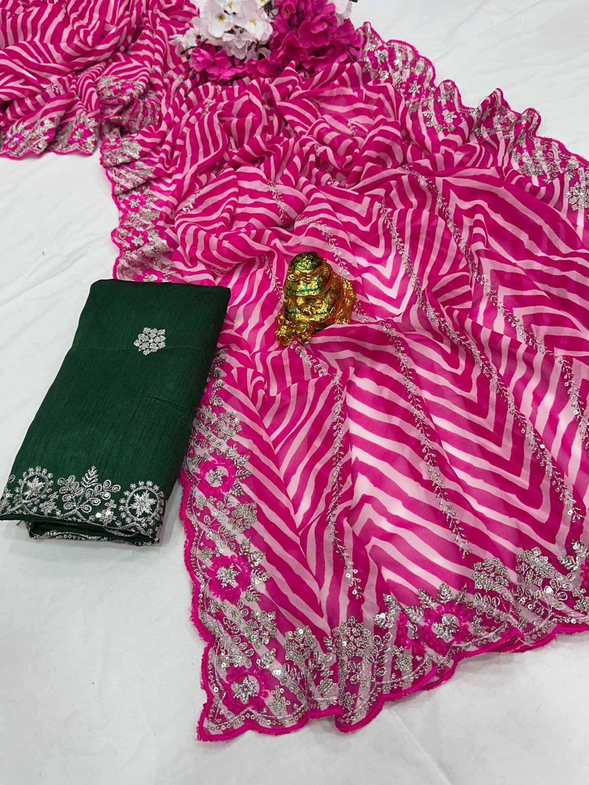Aamisha Georgette Designer Silk Saree in Pink
