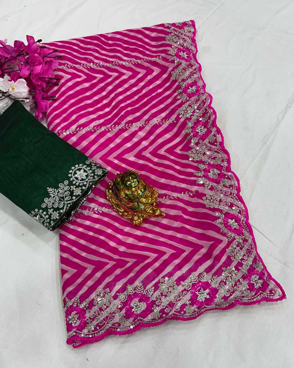 Aamisha Georgette Designer Silk Saree in Pink