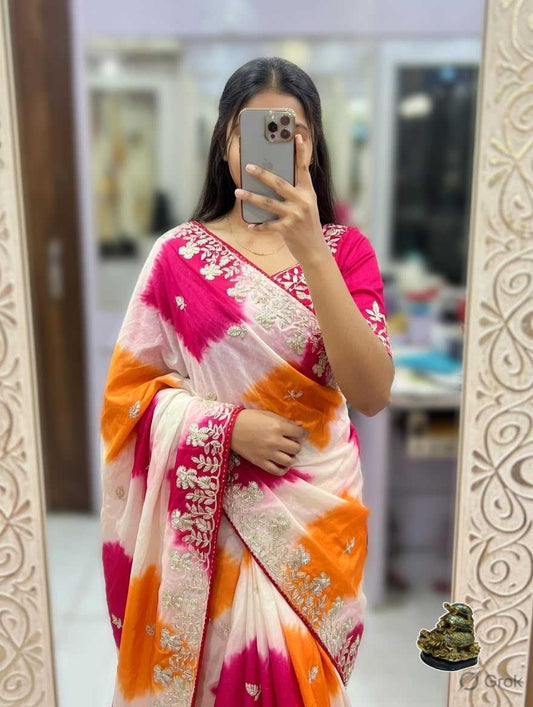 Abhishraya Chinon Silk Party Wear Saree