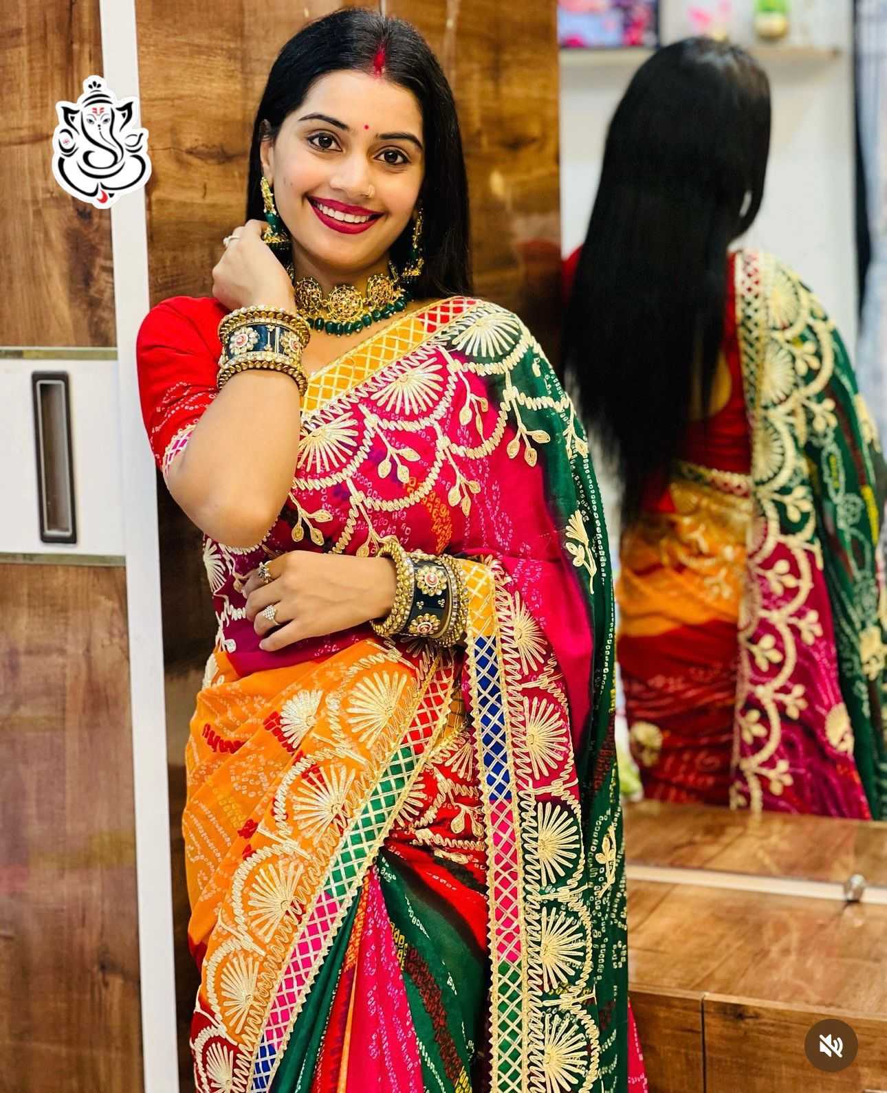 Dull Moss Designer Saree