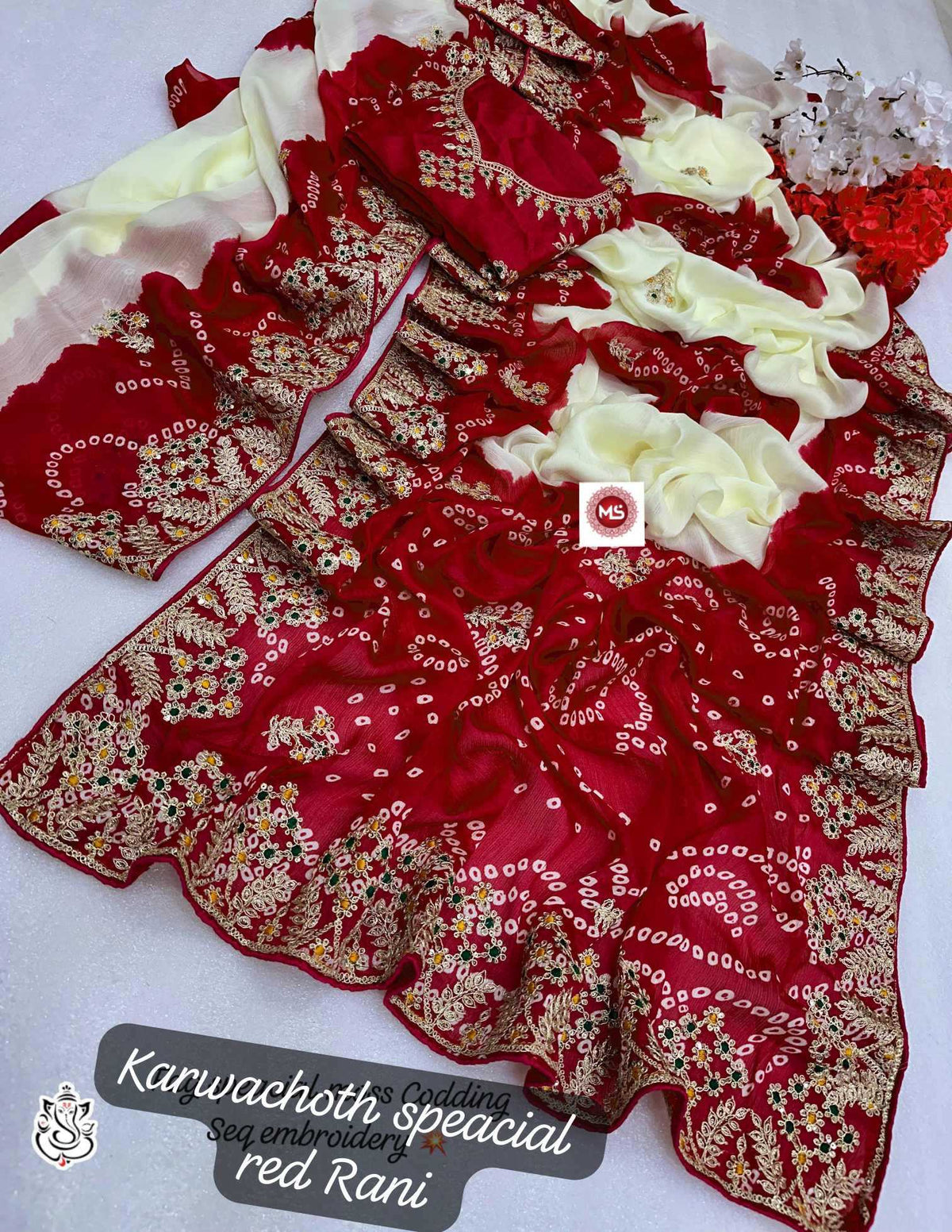 Aishwika Chinon Printed Saree