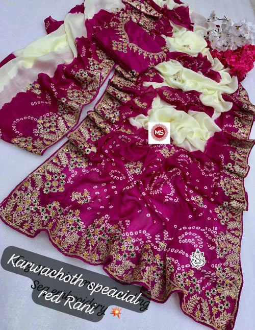 Aishwika Chinon Printed Saree