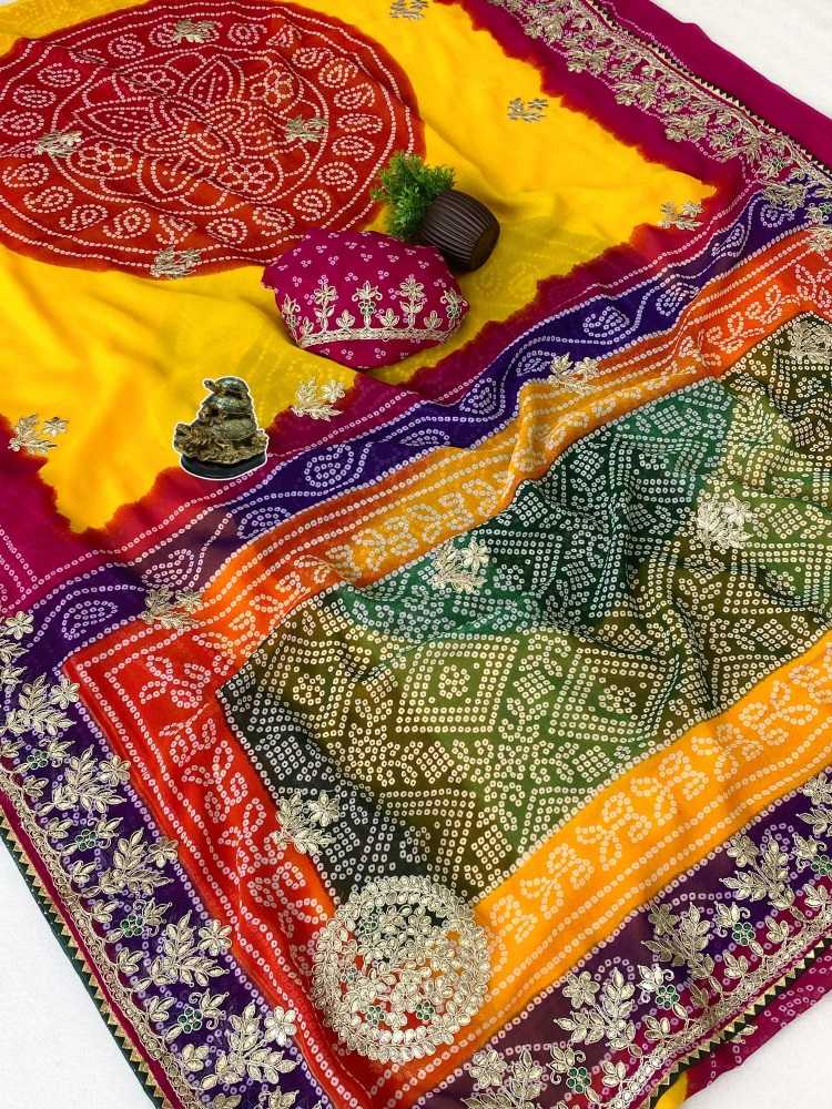 Anamika Georgette Designer Saree in Rani