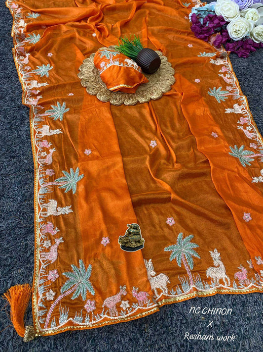 Arivika Chinon Designer Saree