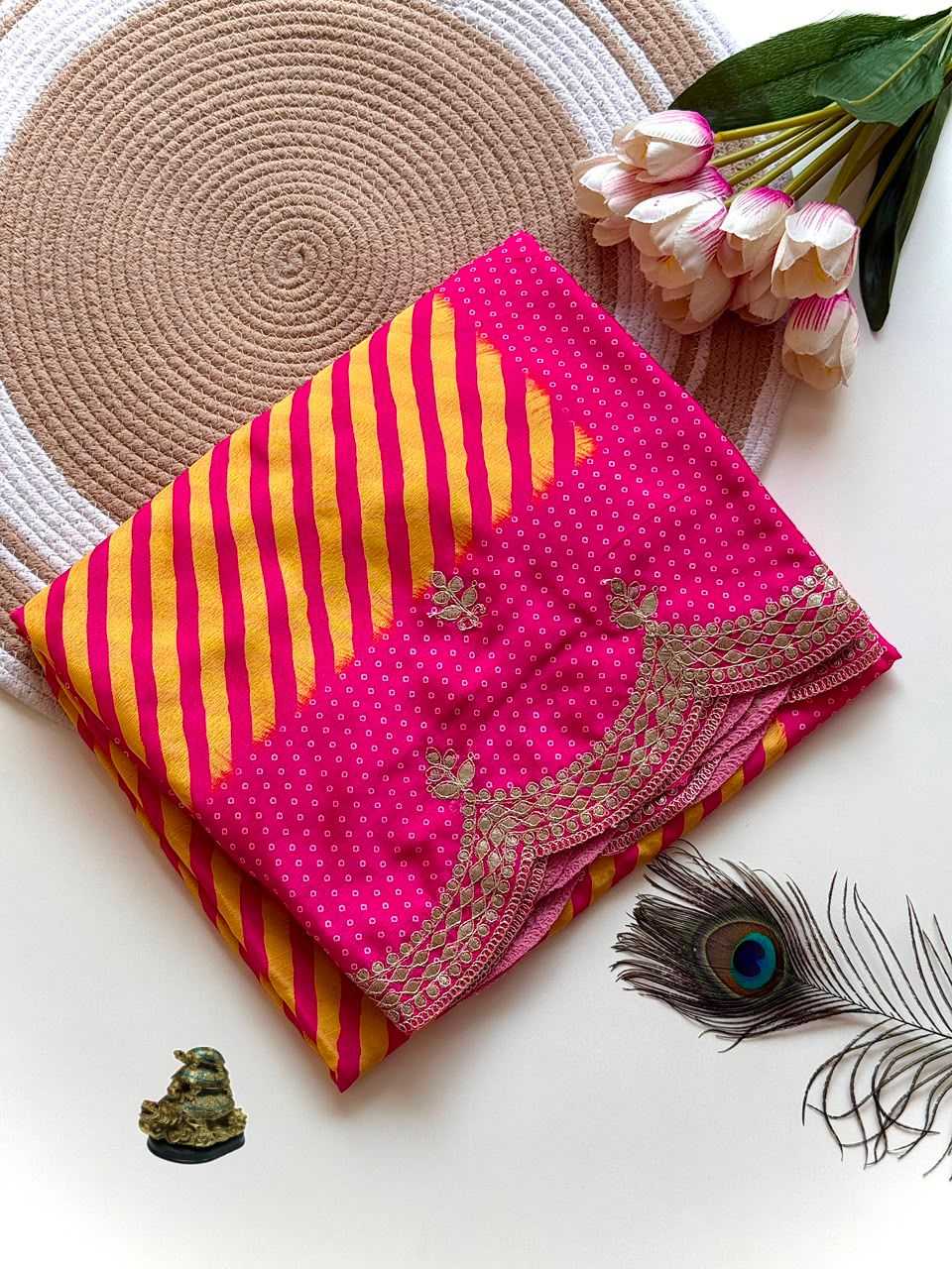 Ashwini Chinon Printed Saree