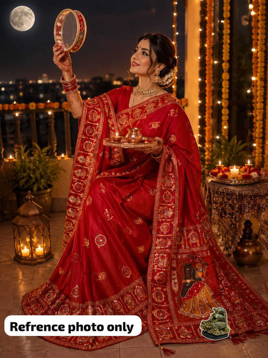 Karwachouth Viscose Hand Work Saree
