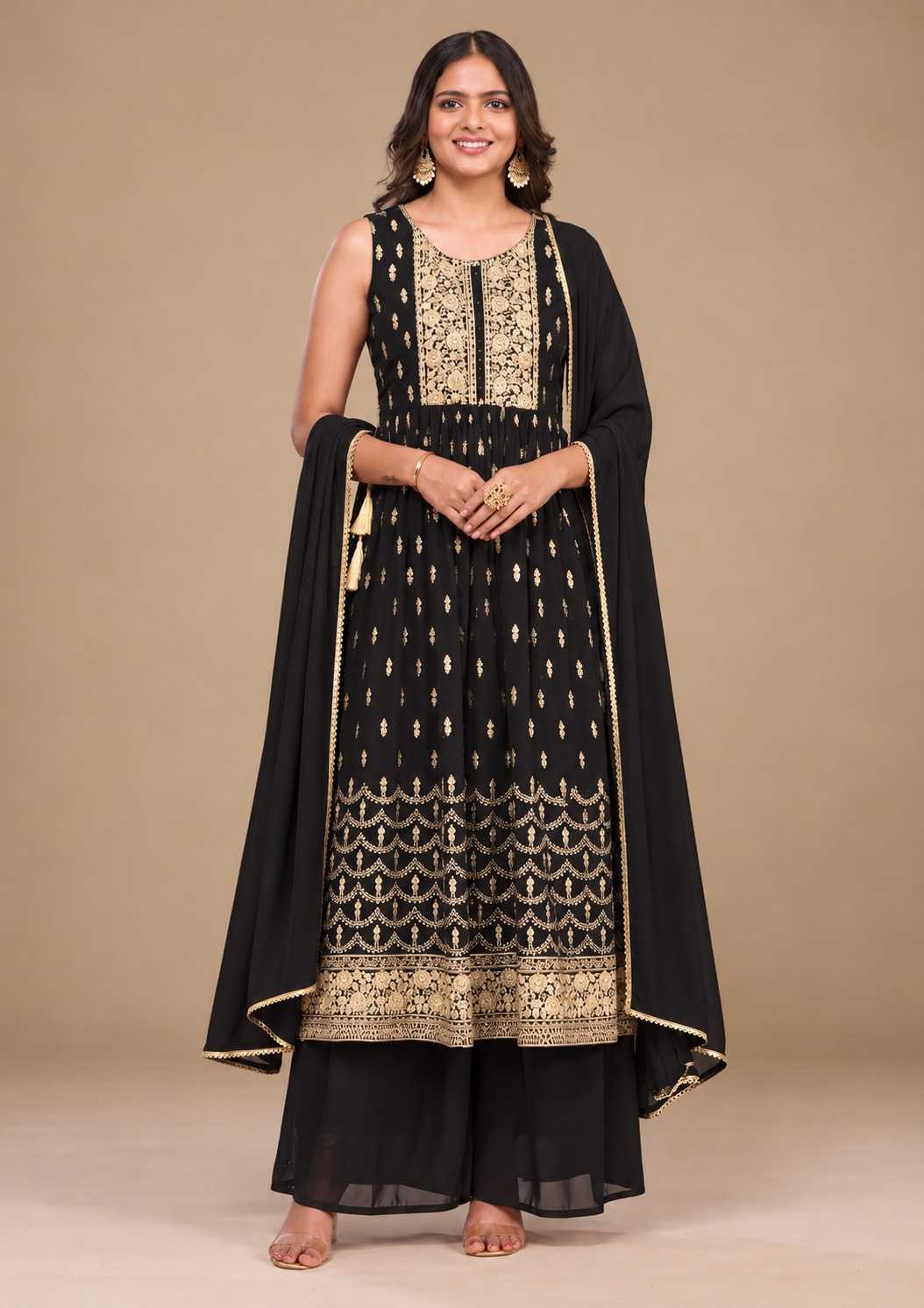 Georgette Embroidery Suit in Mehndi