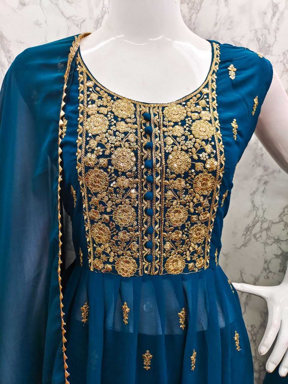 Georgette Embroidery Suit in Mehndi