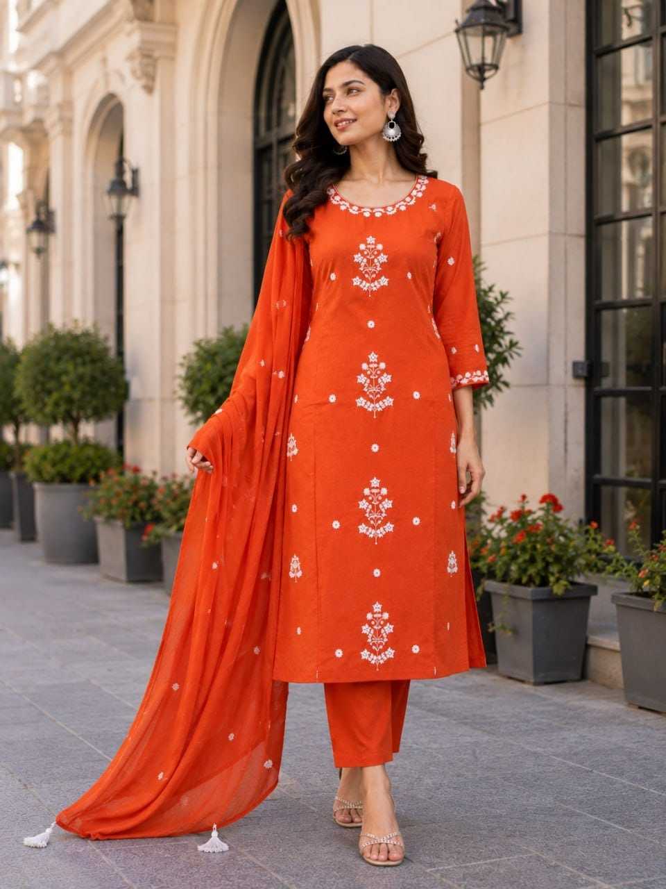 Slub Reyon Embroidery Suit