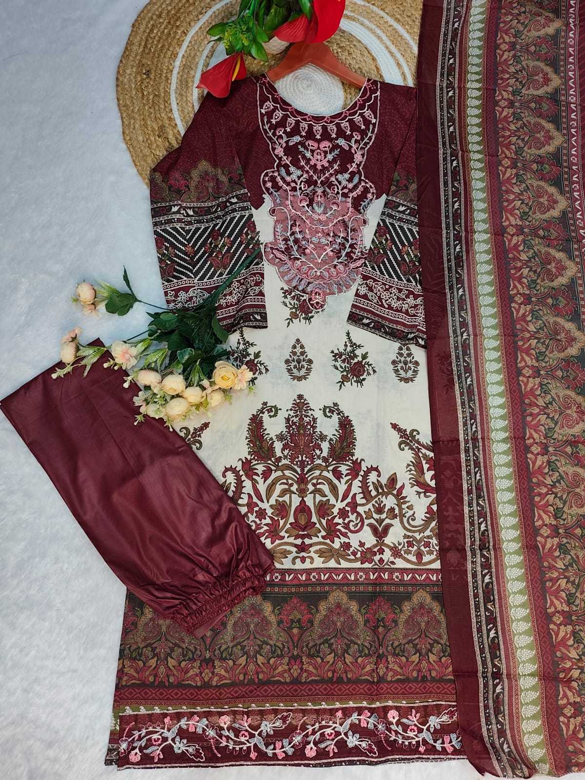 Cotton Embroidery Suit 085