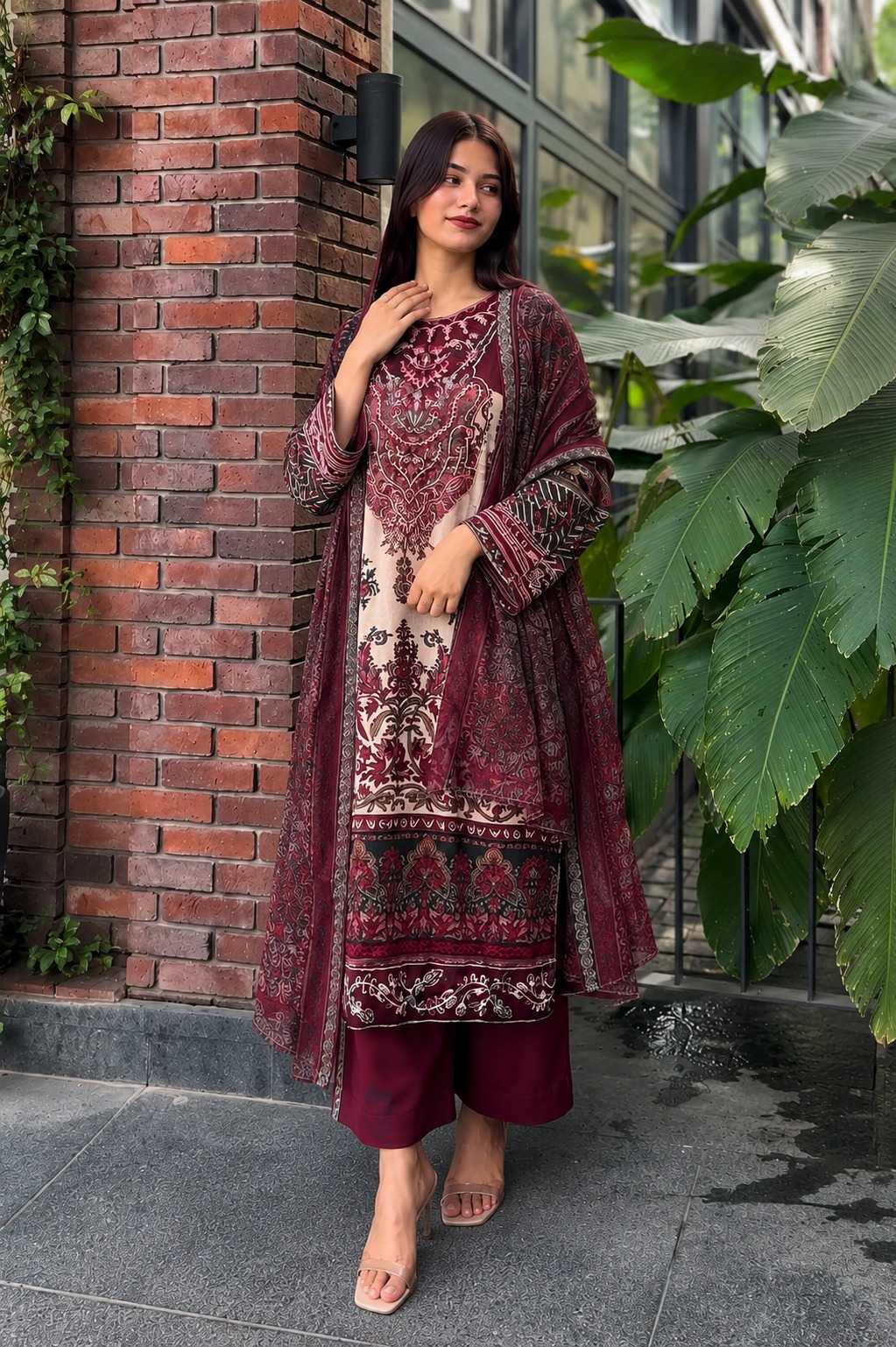 Cotton Embroidery Suit 085