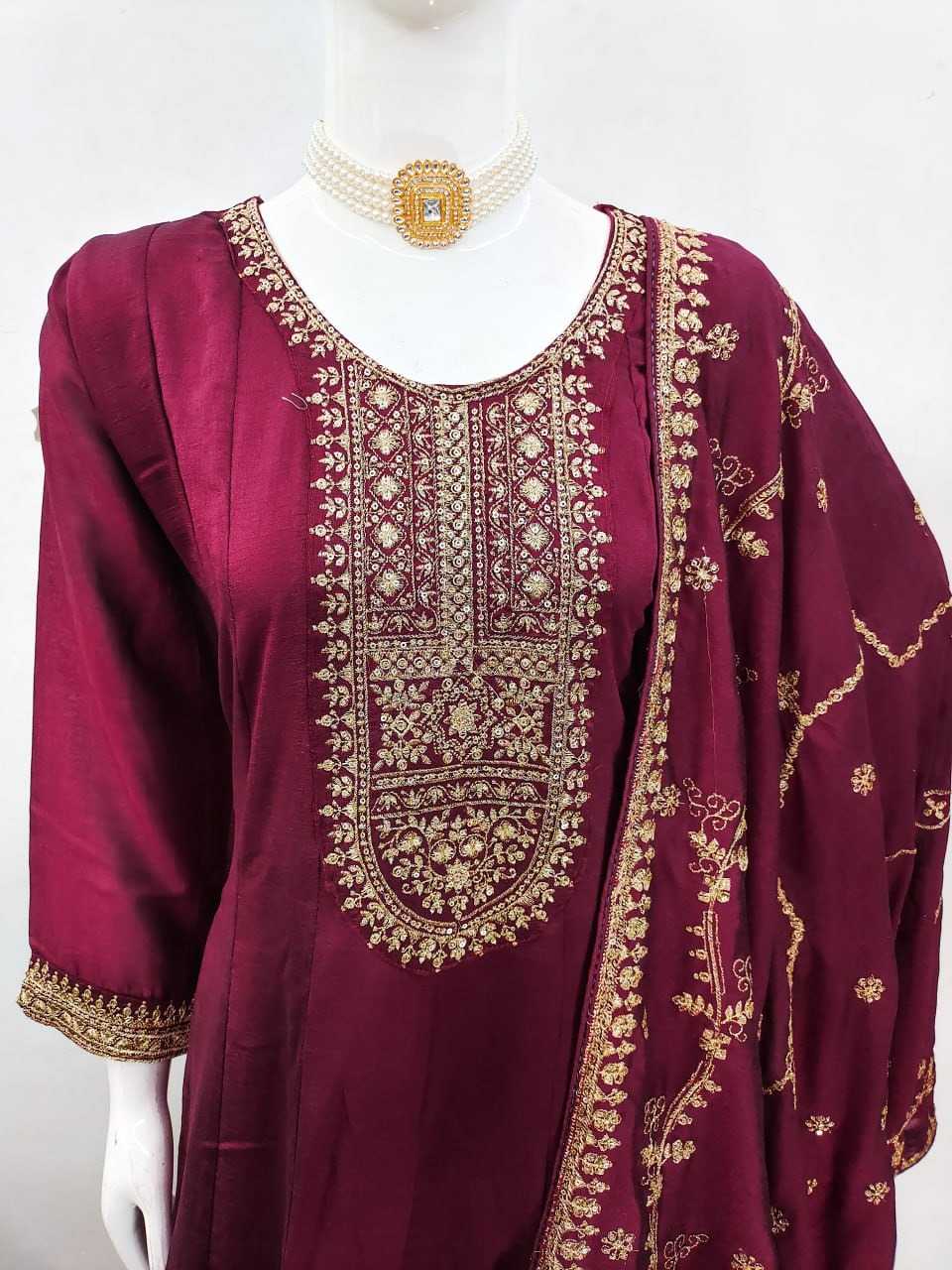 Premium Silk Embroidery Suit