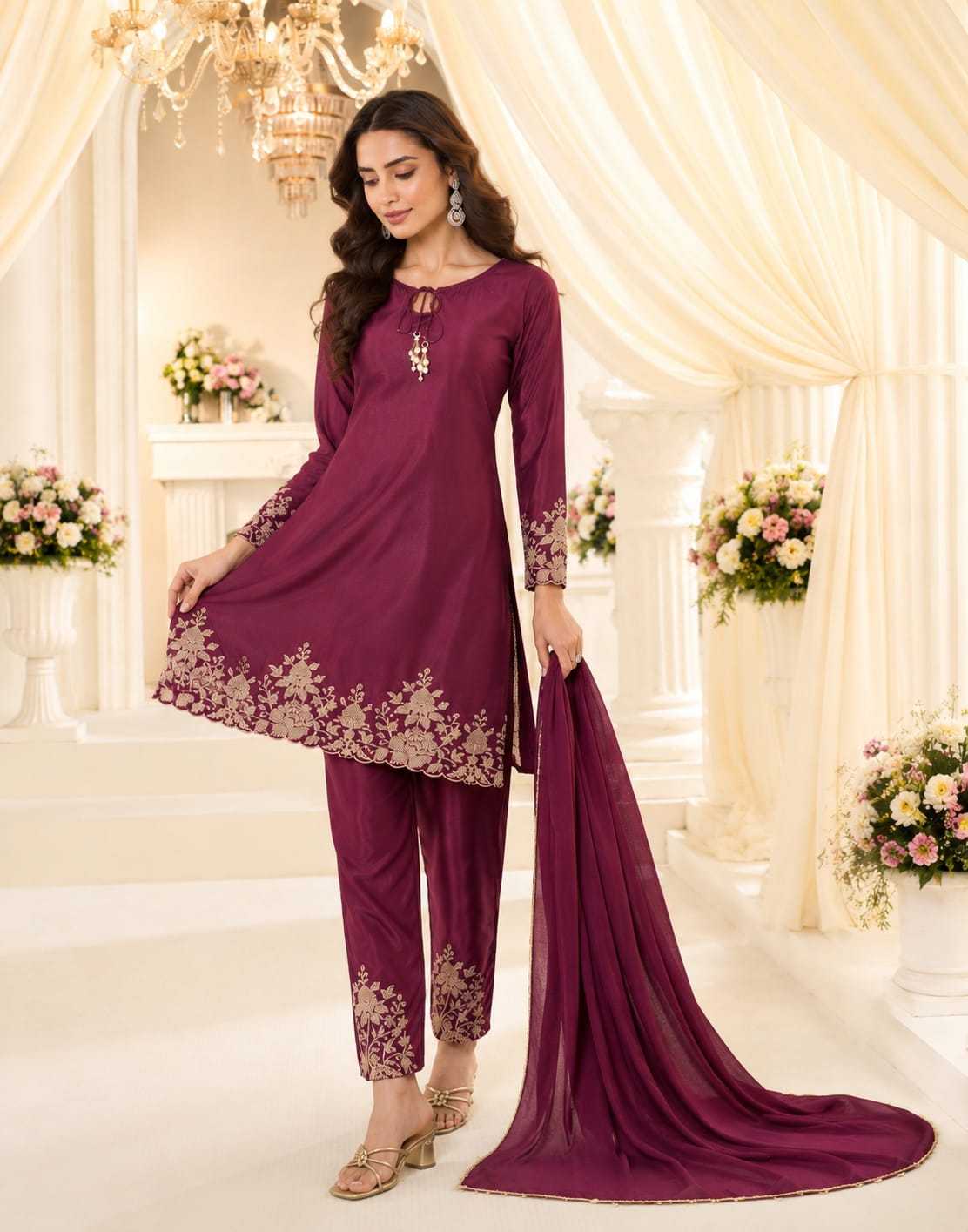 Crepe Embroidery Suit