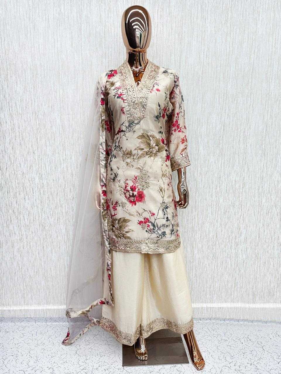 Chinon Embroidery Suit in Yellow