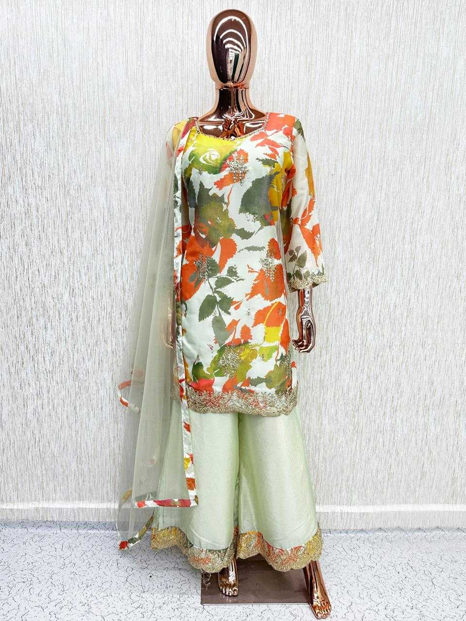 Chinon Embroidery Suit in Yellow