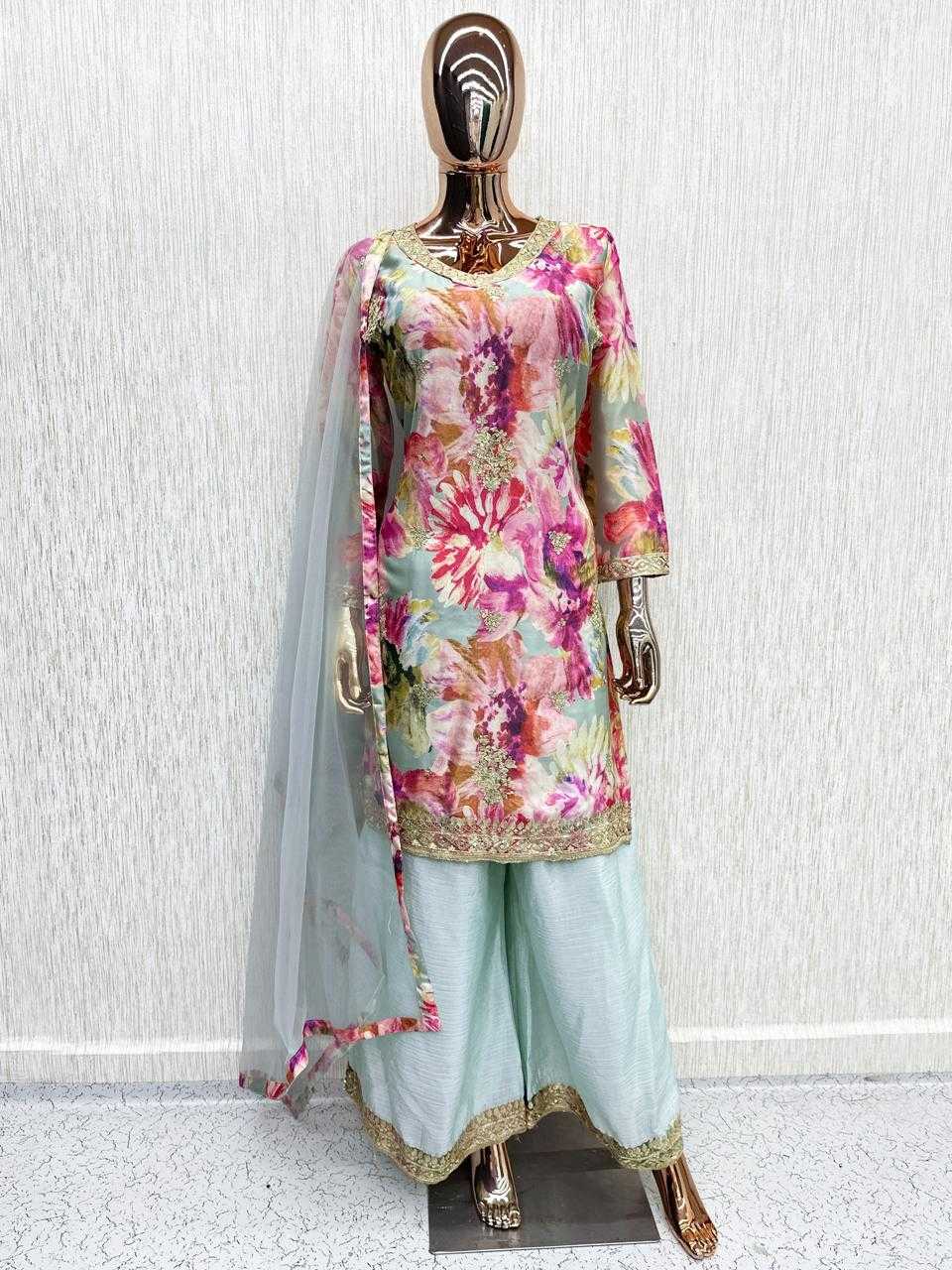 Chinon Embroidery Suit in Yellow