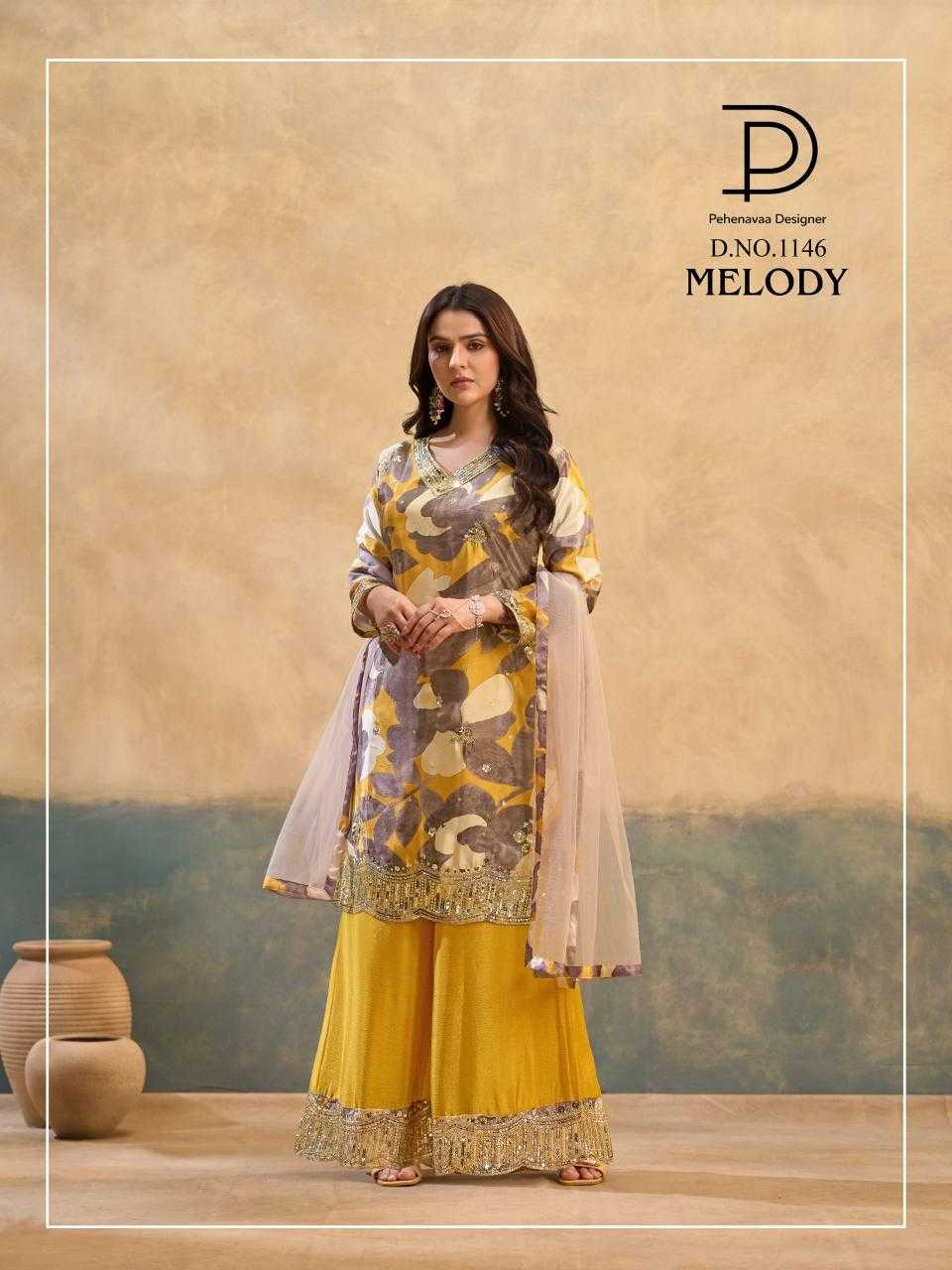 Chinon Embroidery Suit in Yellow
